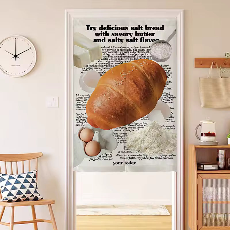 Retro Food Print Door Curtain Bread