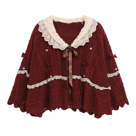 Ruffled Doily Red Cape L