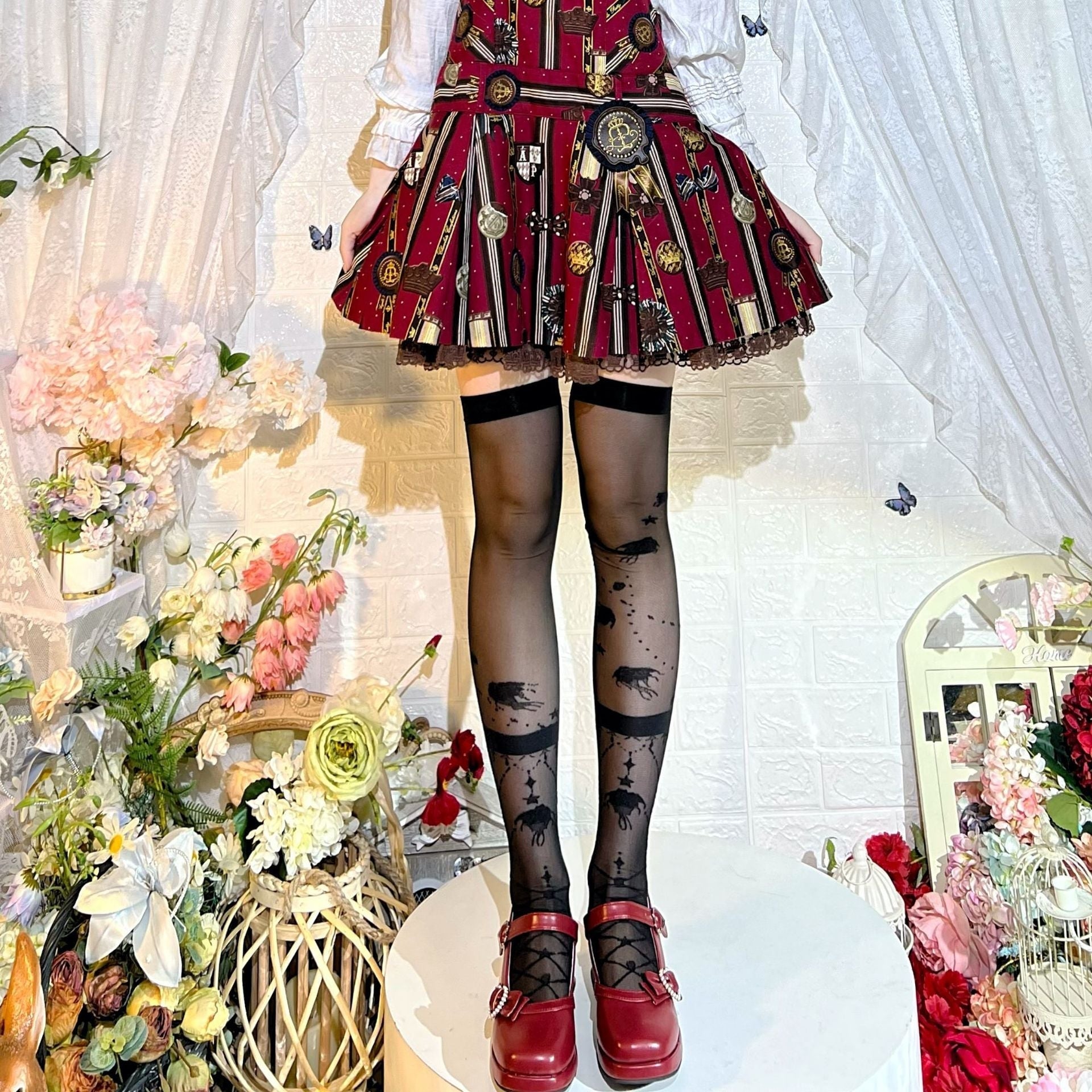 Sheer Ribbon Nylon Thigh Highs Black Jellyfish