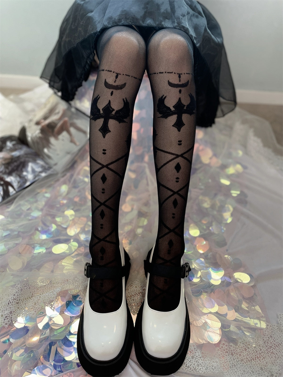 Sheer Ribbon Nylon Thigh Highs