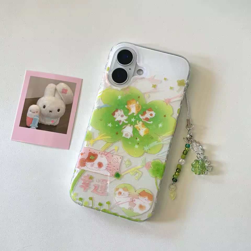 Lucky Cat Clover iPhone Case