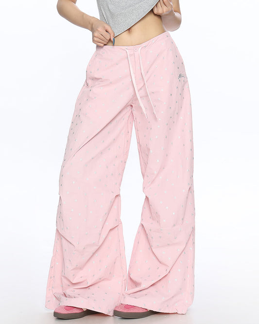 Star Print Baggy Pants Pink