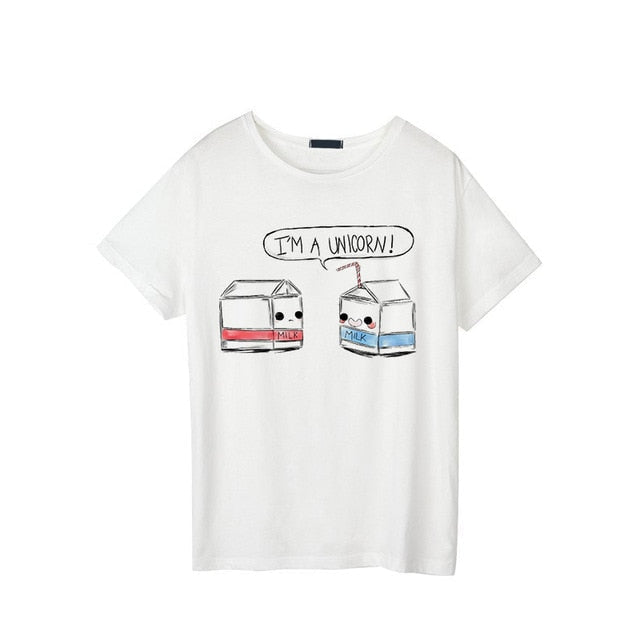 Strawberry Milk Graphic Tee Chatting Milk Boxes