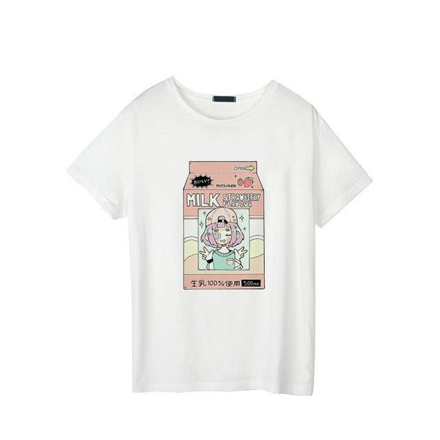 Strawberry Milk Graphic Tee Decora Milk