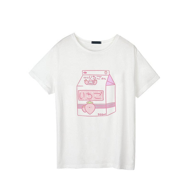Strawberry Milk Graphic Tee Pink Milk Carton