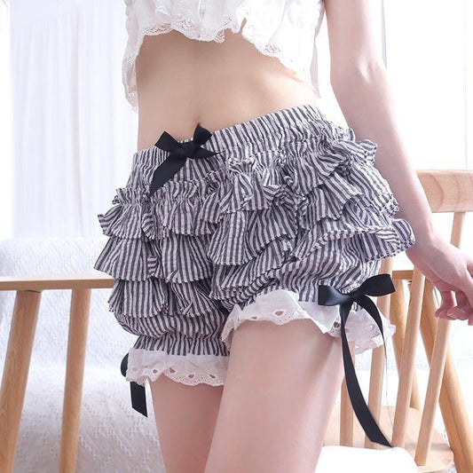 Striped Ruffled Bloomer Shorts