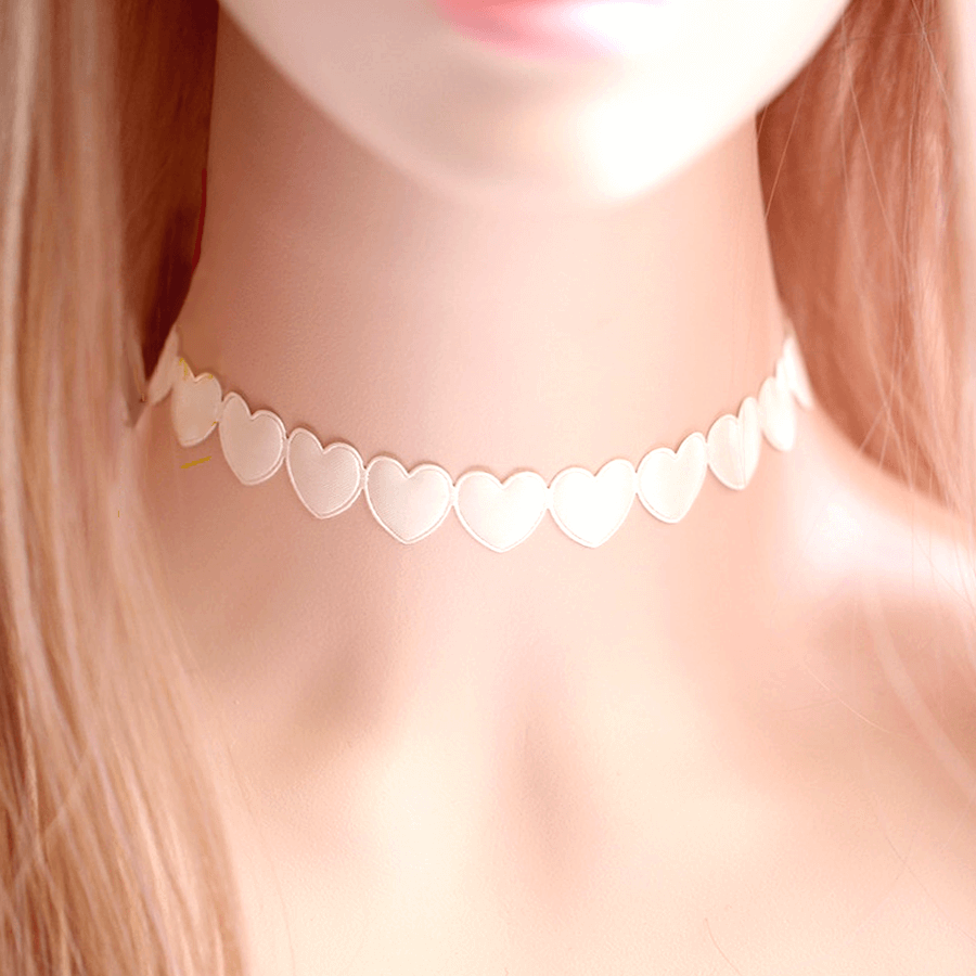 Sweet Lolita Aesthetic Choker Necklace Pastel Hearts