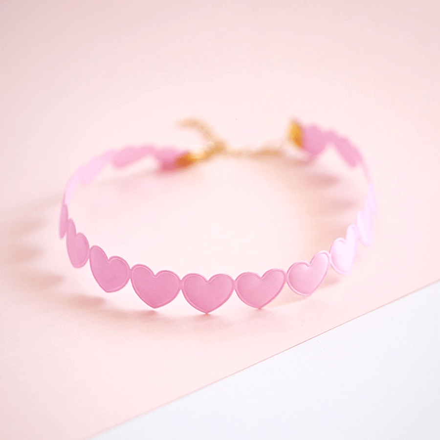 Sweet Lolita Aesthetic Choker Necklace Pastel Hearts