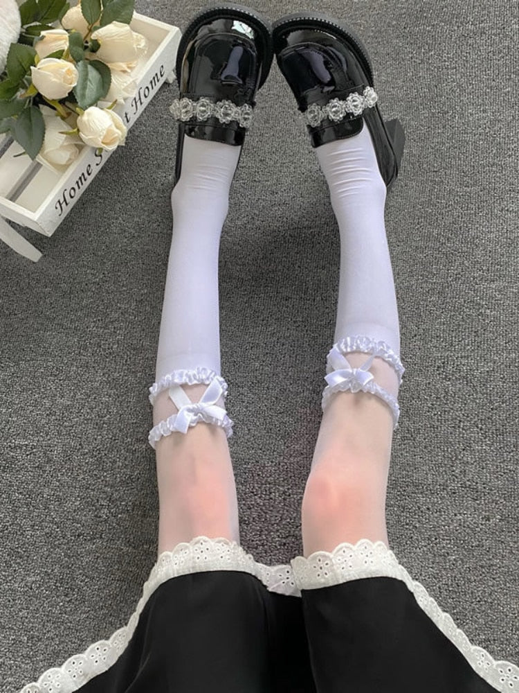 Sweet Satin Ribbon Lace Knee Socks 13