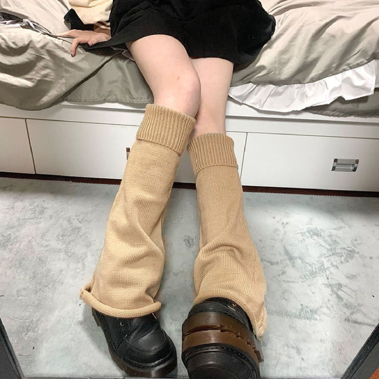 Traditional Cozy Leg Warmers Beige