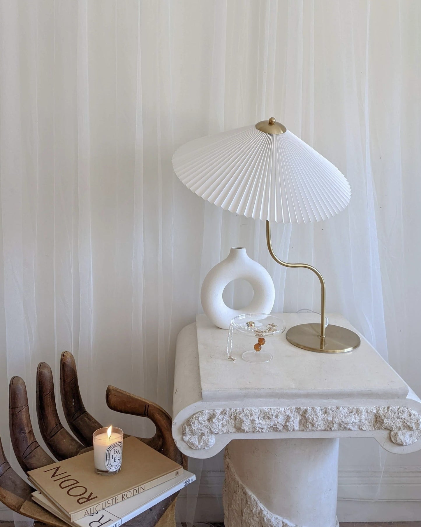 Pleated Brass Table Lamp