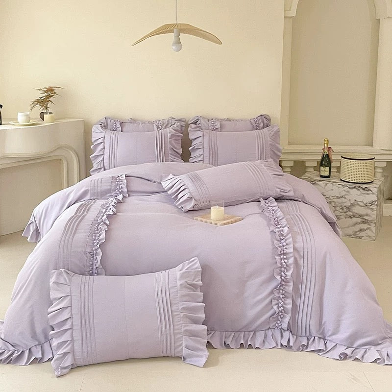 Coquette Ruffled Duvet Cover Set Purple