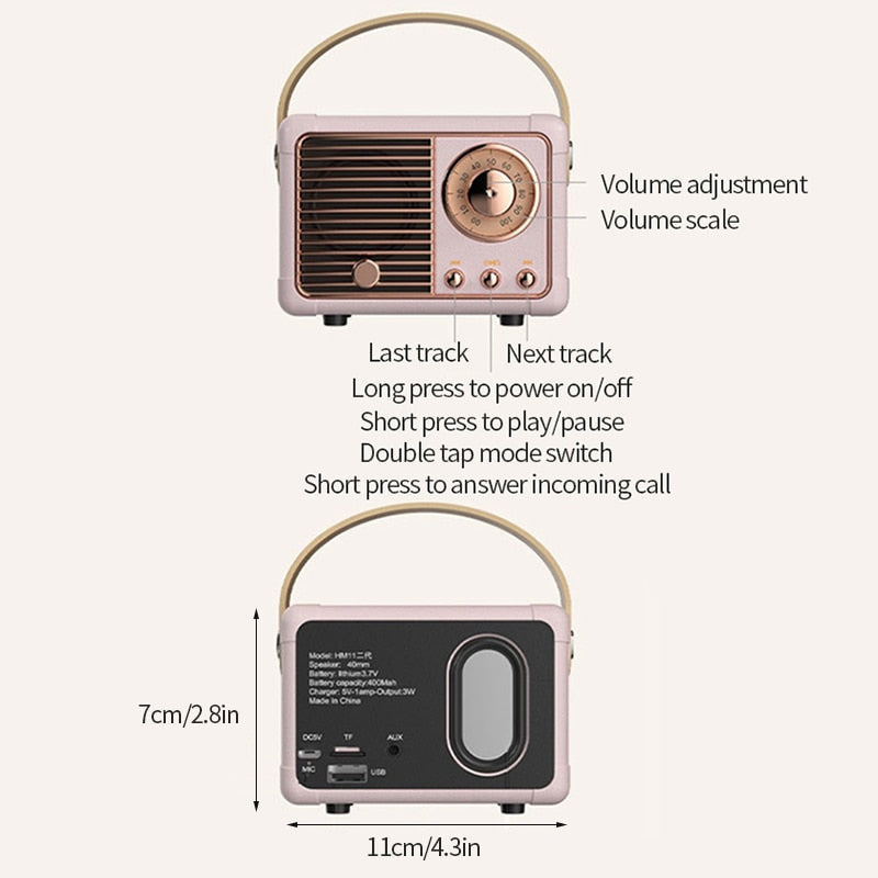 Mini Retro Radio Bluetooth Speaker