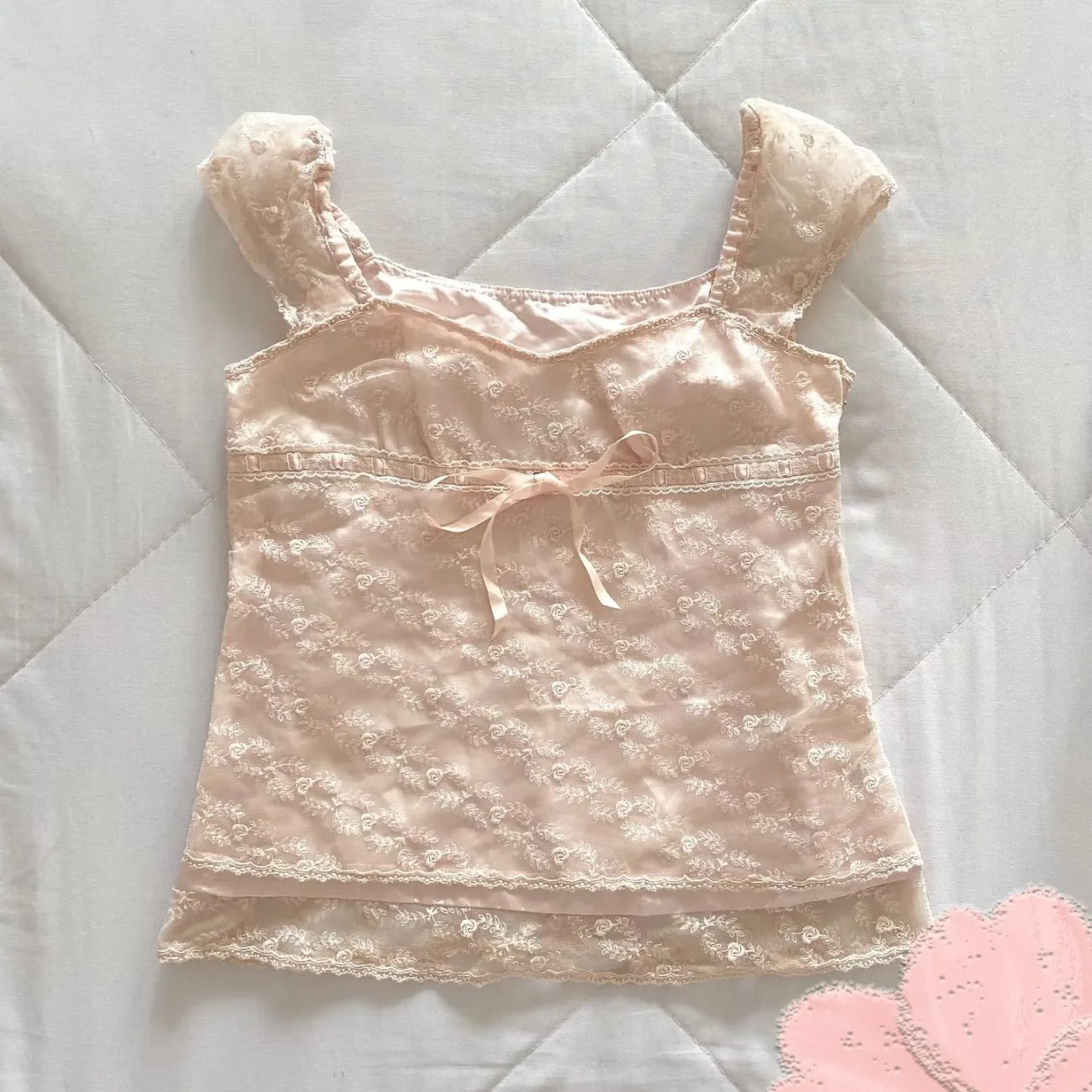 Vintage pink lace top