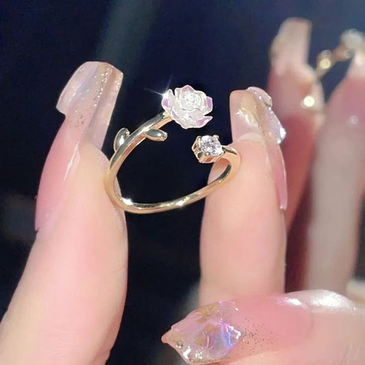 White Rose Spiral Ring