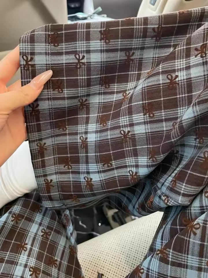 Korean Bow Plaid Pajama Pants