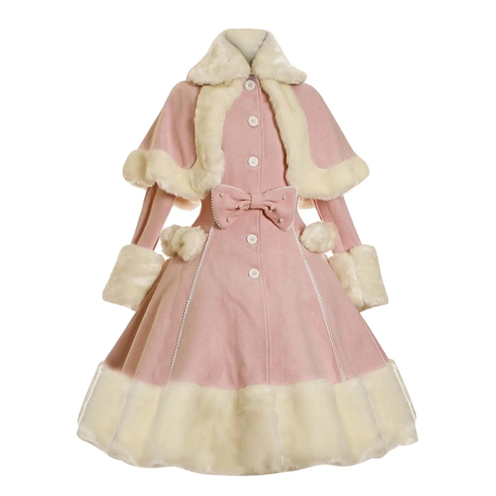 Winter Princess Dress Coat Pink