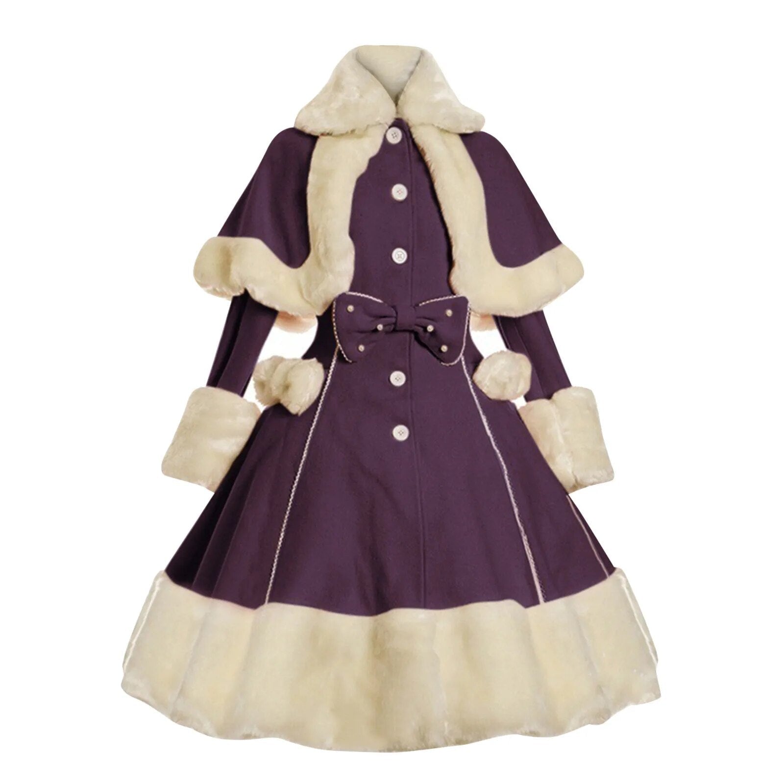 Winter Princess Dress Coat Purple