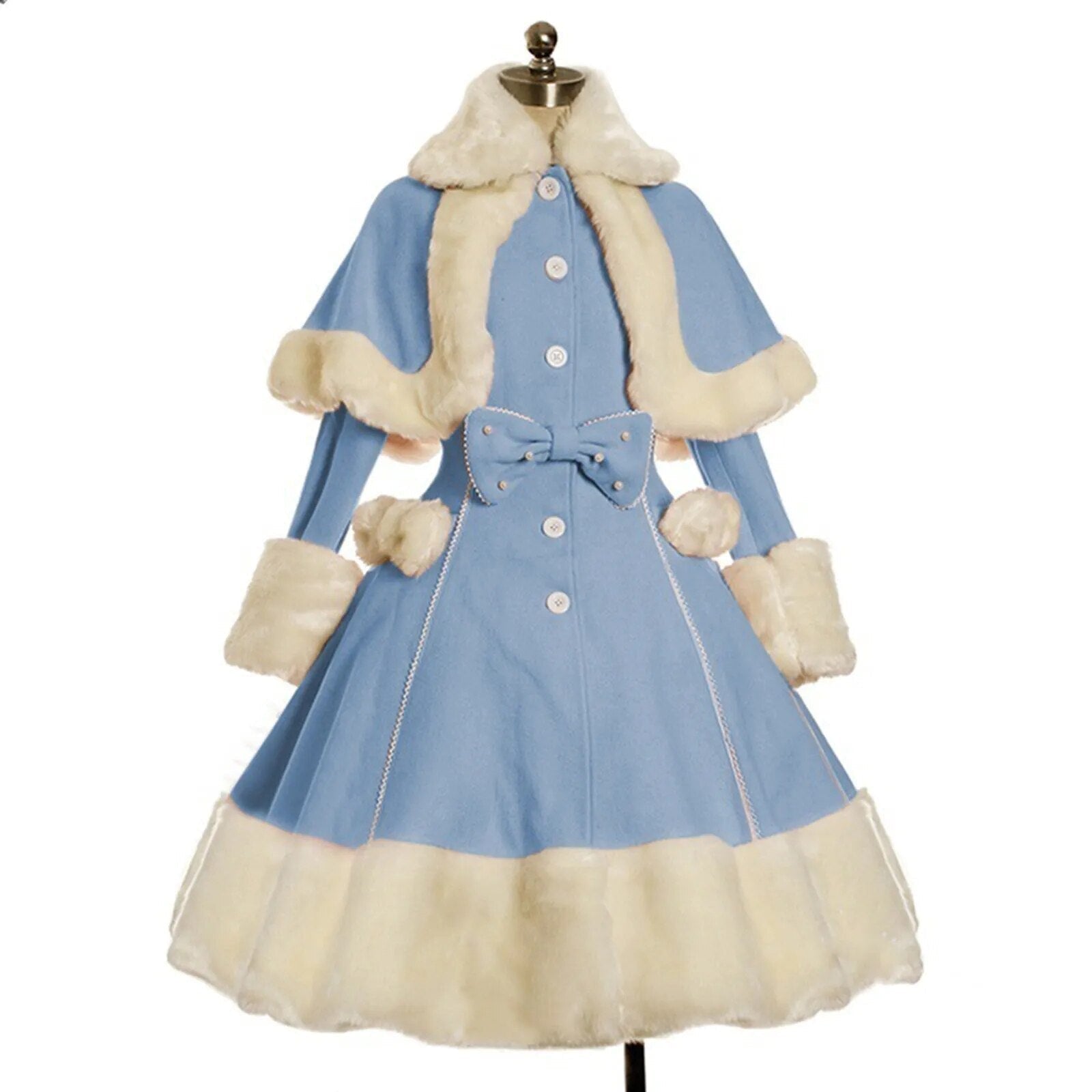 Winter Princess Dress Coat Sky Blue